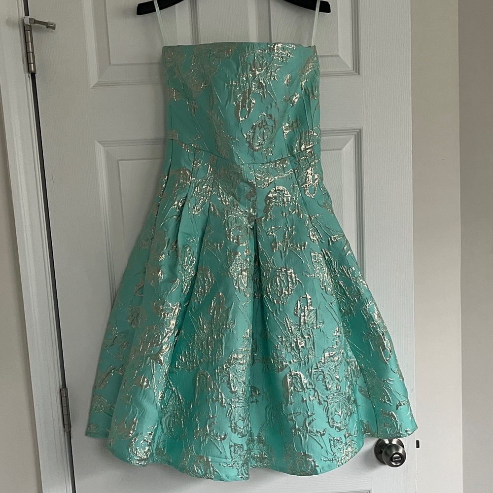 Eva Mendes for New York & Company Aqua and Silver Mini Dress